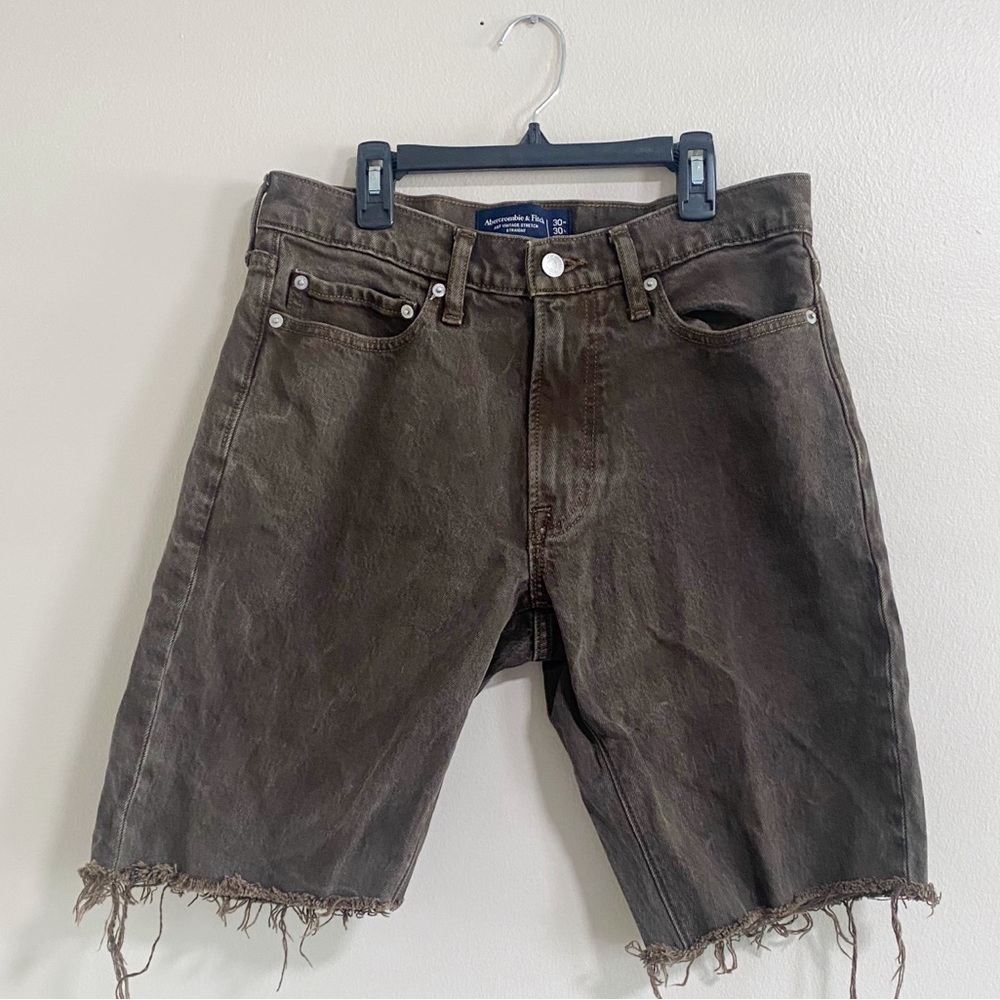 Abercrombie & Fitch Brown Cut Off Denim Bermuda Shorts Size 30
